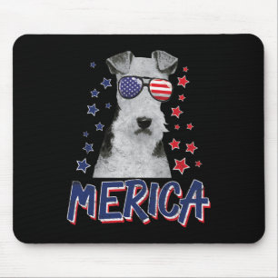 Tapis De Souris Merica Wire Fox Terrier Chien 4 juillet États-Unis