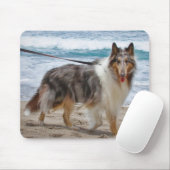 Tapis De Souris Merle Collie Dog à la plage (Avec souris)