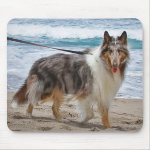 Tapis De Souris Merle Collie Dog à la plage