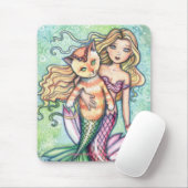 Tapis De Souris Mermaid Cat Kitty Mousepad par Molly Harrison (Avec souris)
