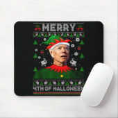 Tapis De Souris Merry 4th Of Halloween Joe Biden Christmas Ugly Sw (Avec souris)