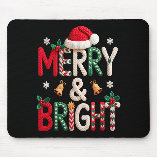 Tapis De Souris Merry &amp; Bright Christmas Santa Hat Crochet Kni (Devant)