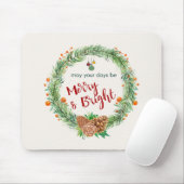 Tapis De Souris Merry & Bright Christmas Wreath (Avec souris)