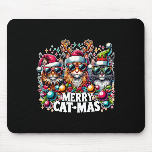 Tapis De Souris Merry Catmas Cat-mas Crew Christmas Fun Cats (Devant)