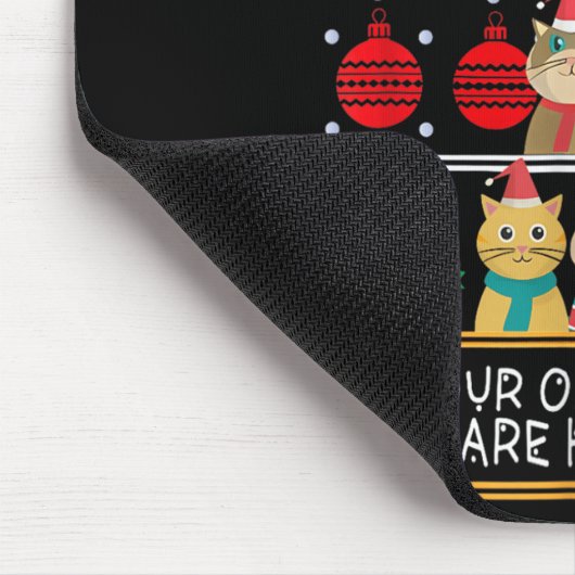 Tapis De Souris Merry Catmas Funny O Christmas Tree, Cat Xmas Meow (Coin)