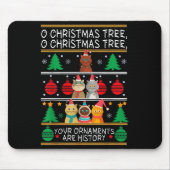 Tapis De Souris Merry Catmas Funny O Christmas Tree, Cat Xmas Meow (Devant)