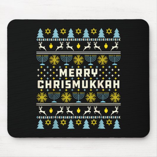 Tapis De Souris Merry Chrismukkah Happy Hanukkah Jew Ugly Christma (Devant)
