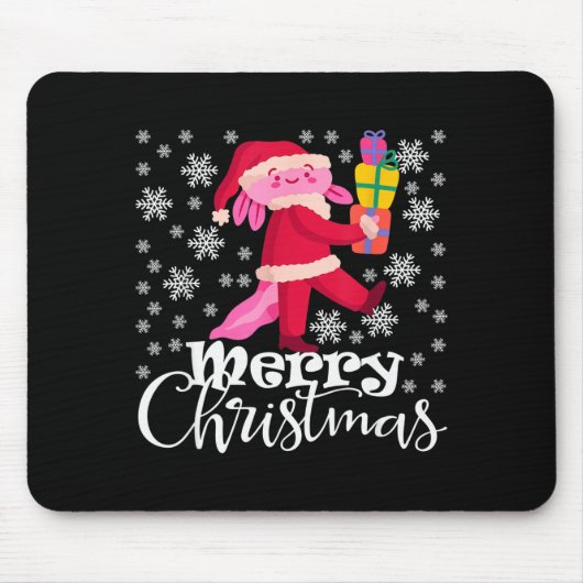 Tapis De Souris Merry Christmas Axolotl Funny Christmas Snowflakes (Devant)