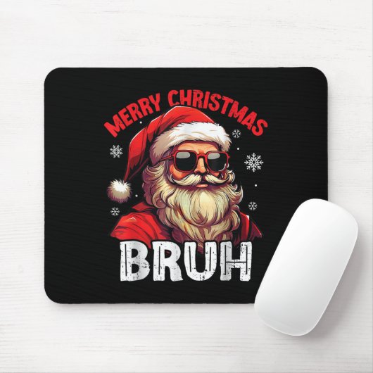 Tapis De Souris Merry Christmas Bruh Funny Santa Claus Retro Men W (Avec souris)