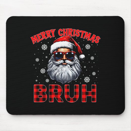 Tapis De Souris Merry Christmas Bruh Red Plaid Funny Santa Claus M (Devant)