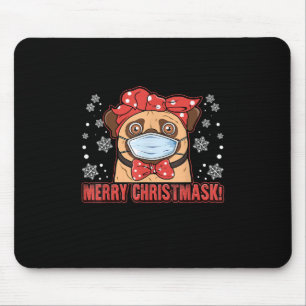 Tapis De Souris Merry Christmas Cute Pug Dog Breed Furry