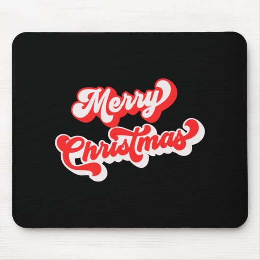 Tapis De Souris Merry Christmas Cute Simple Retro Calligraphy Red  (Devant)