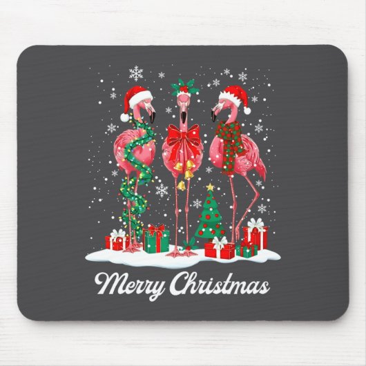 Tapis De Souris Merry Christmas Flamingo Santa Hat Christmas Light (Devant)