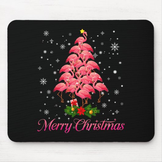 Tapis De Souris Merry Christmas Flamingo Snowflake Tree Xmas Men W (Devant)