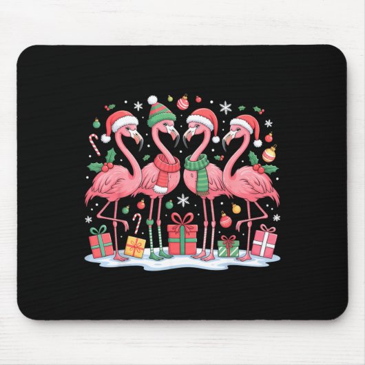 Tapis De Souris Merry Christmas Hat Santa Flamingo Light Christmas (Devant)