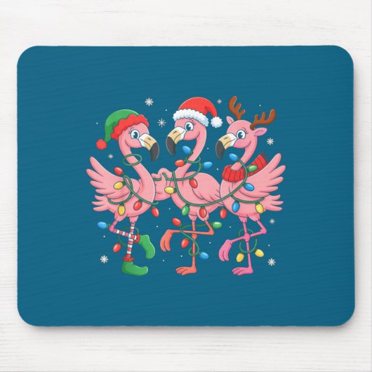 Tapis De Souris Merry Christmas Hat Santa Flamingo Light Christmas (Devant)