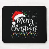 Tapis De Souris Merry Christmas Lights Santa Hat Xmas Family Match (Devant)