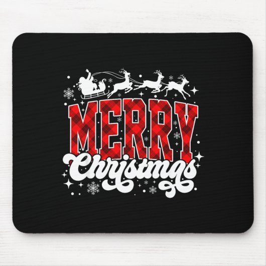 Tapis De Souris Merry Christmas Lights Santa Hat Xmas Family Match (Devant)