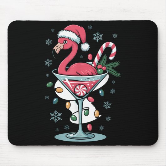 Tapis De Souris Merry Christmas Nk Flamingo Wine Drinking Lights X (Devant)