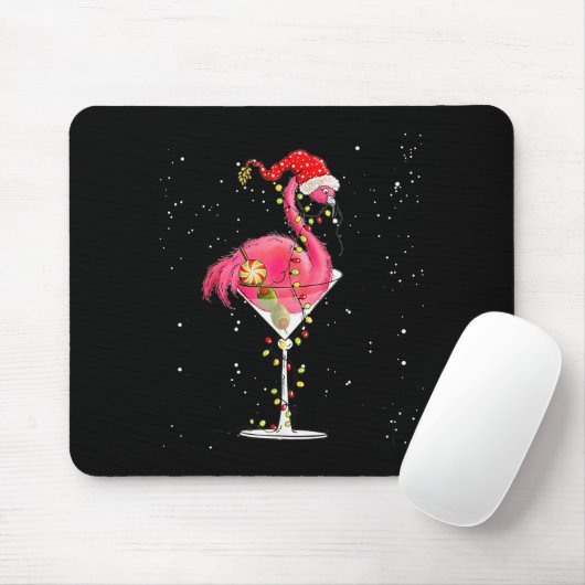 Tapis De Souris Merry Christmas Nk Flamingo Wine Drinking Lights X (Avec souris)