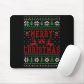 Tapis De Souris Merry Christmas Reindeer Snowflake Ugly Christmas (Avec souris)
