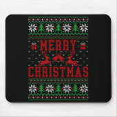Tapis De Souris Merry Christmas Reindeer Snowflake Ugly Christmas (Devant)