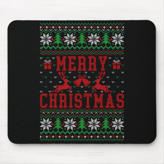Tapis De Souris Merry Christmas Reindeer Snowflake Ugly Christmas (Devant)