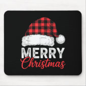 Tapis De Souris Merry Christmas Shirt Santa Hat Buffalo Plaid Men (Devant)