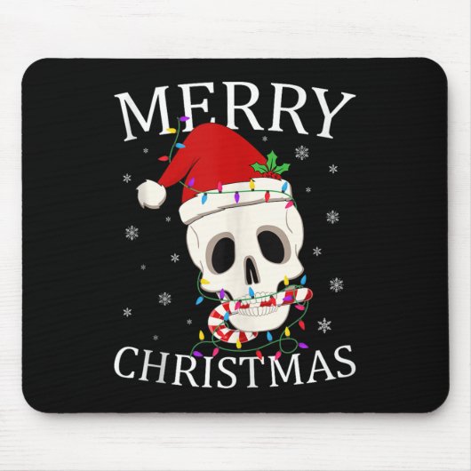 Tapis De Souris Merry Christmas Skeleton Skull Xmas Lights Men Wom (Devant)