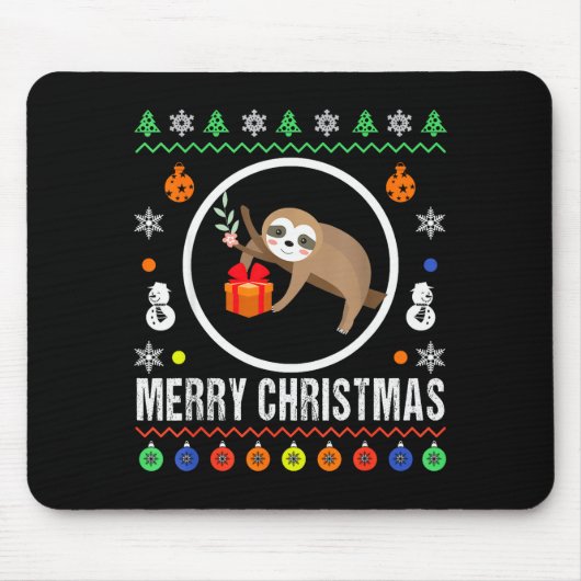 Tapis De Souris Merry Christmas Sloth Ugly Sweater Xmas Knit Sloth (Devant)