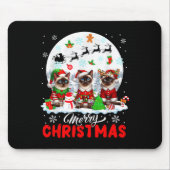 Tapis De Souris Merry Christmas Three Santa Elf Reindeer Siamese C (Devant)