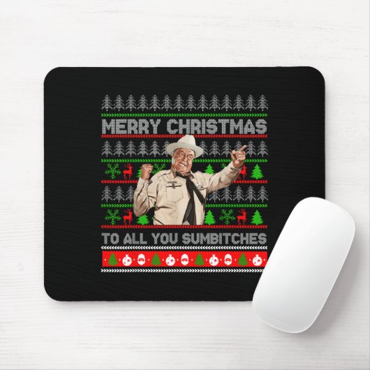 Tapis De Souris Merry Christmas To All You Sumes Ugly Sweater Retr (Avec souris)