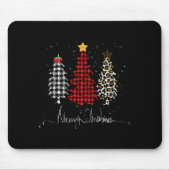 Tapis De Souris Merry Christmas Tree Leopard Plaid Printed (Devant)