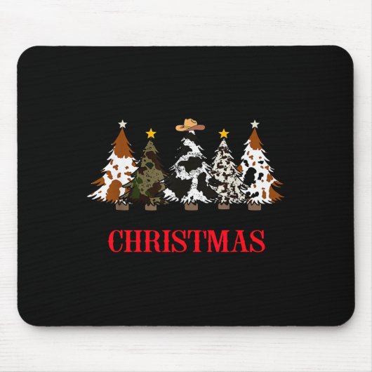 Tapis De Souris Merry Christmas Tree Western Cowhide Xmas Cowboy F (Devant)