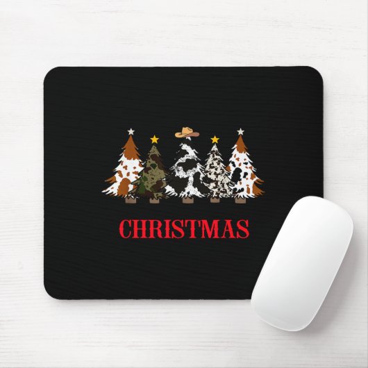 Tapis De Souris Merry Christmas Tree Western Cowhide Xmas Cowboy F (Avec souris)