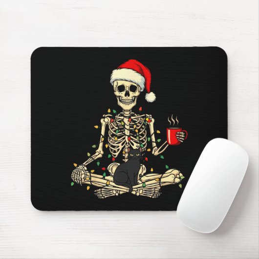 Tapis De Souris Merry Christmas Xmas Skull Skeleton Funny Matching (Avec souris)