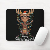 Tapis De Souris Merry Christmoose Christmas Moose Xmas Tree Lights (Avec souris)