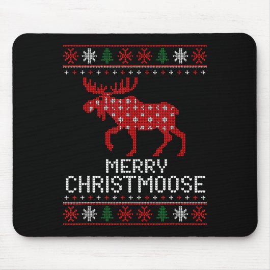 Tapis De Souris Merry Christmoose Funny Christmas Moose Sweater An (Devant)