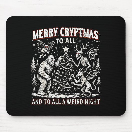 Tapis De Souris Merry Cryptmas Weird Night Cryptid Holiday Art  (Devant)