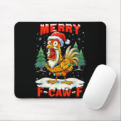 Tapis De Souris Merry F-caw-f Chicken Christmas Funny Rooster Men (Avec souris)