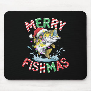 Tapis De Souris Merry Fishmas Père Noël Pêche Funny Pêcheur Christ