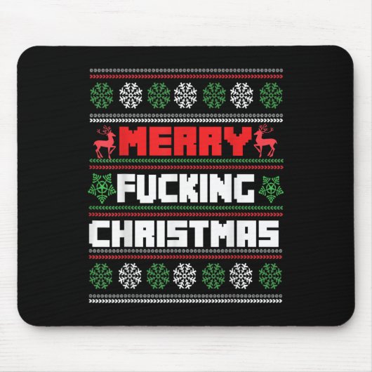 Tapis De Souris Merry Foring Christmas Funny Raunchy Curse Word Ho (Devant)