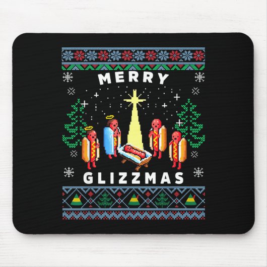 Tapis De Souris Merry Glizzmas Funny Ugly Christmas Sweater Glizzy (Devant)