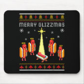 Tapis De Souris Merry Glizzmas Hot Dog Funny Ugly Christmas Sweate (Devant)
