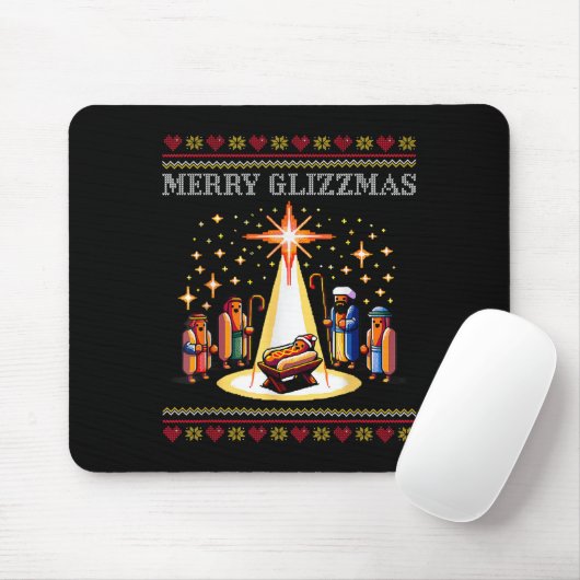 Tapis De Souris Merry Glizzmas Tacky Funny Merry Christmas Hot Dog (Avec souris)