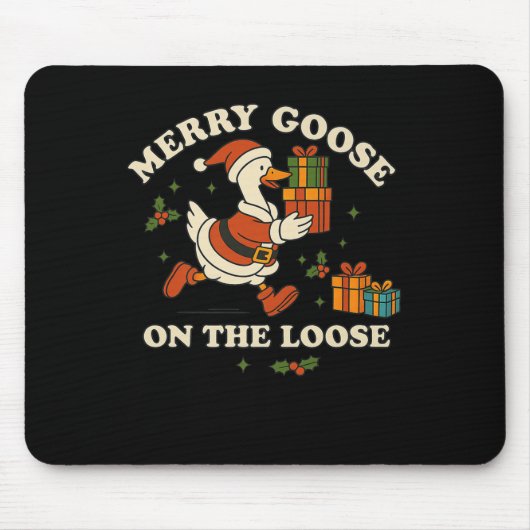 Tapis De Souris Merry Goose On The Loose Funny Christmas Silly Hum (Devant)