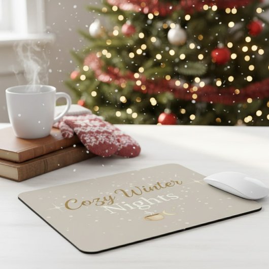 Tapis De Souris Merry Hearth: Cozy Winter Nights Minimalist Mousep