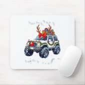 Tapis De Souris Merry Jeepmas Ugly Light Reindeer Christmas Funny (Avec souris)