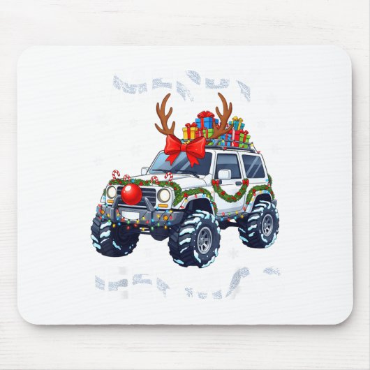 Tapis De Souris Merry Jeepmas Ugly Light Reindeer Christmas Funny (Devant)