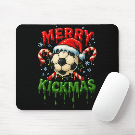Tapis De Souris Merry Kickmas Soccer Christmas Candy Cane Ice Crea (Avec souris)